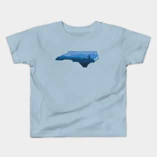 North Carolina Fly Fishing Blues State Outline Fly Fisherman NC Gifts Kids T-Shirt